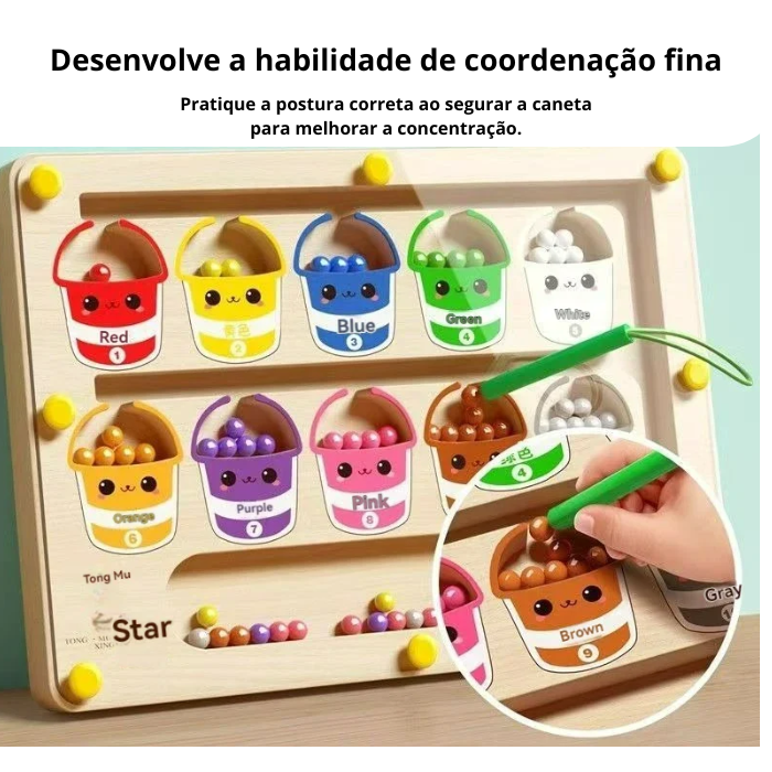 Labirinto Magnético Infantil — Concentração e Raciocínio Lógico