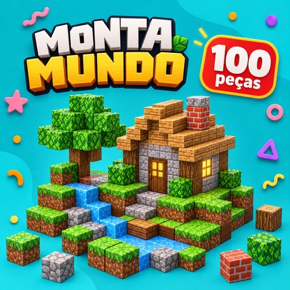 Monta Mundo — cubos magnéticos de construção, kit 100 peças